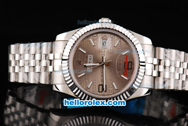 Rolex Datejust II Oyster Perpetual Automatic Movement Silver Case with Khaki Rolex Logo Dial and Stick/Numeral Marker-SSband - Click Image to Close